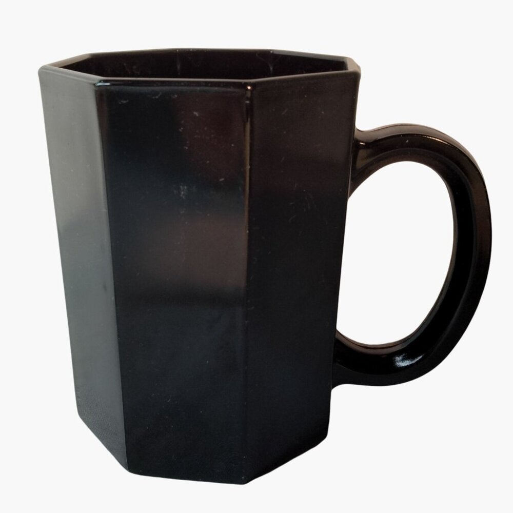 Arcoroc Black Octagon Ceramic Mug Vintage Coffee Cup France